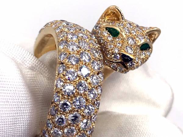 Cartier Panthère de Cartier Ring | Gelbgold | ca. 6.5 ct Pavè | Diamanten Smaragde Onyx