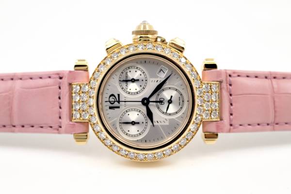 Cartier Pasha de Cartier 32 Chrono | orig. Diamantbesatz | Gelbgold | Ref. WJ12061G