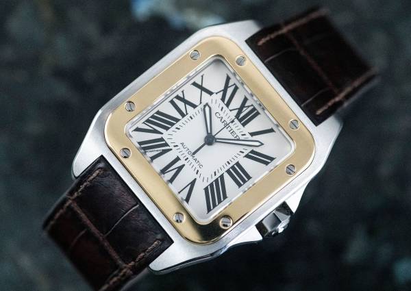 Cartier W20072X7 Santos 100 Papiere + Kaufrechnung 2005 Stahl & Gold
