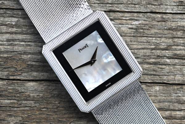 Piaget 9154 seltene Vintage Protocole Perlmutt / Onyx Dial orig. Weißgold Armband