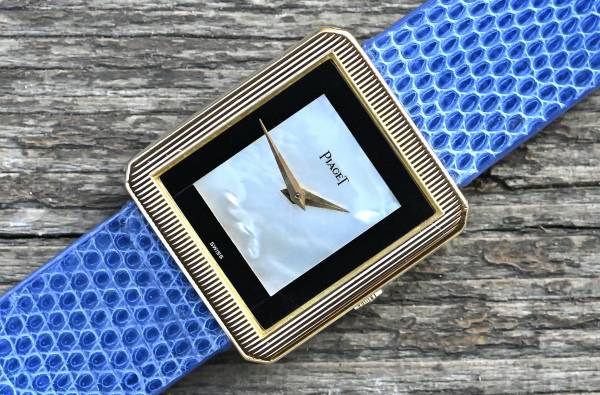 Piaget 9154 seltene Vintage Protocole Perlmutt / Onyx Dial Gelbgold