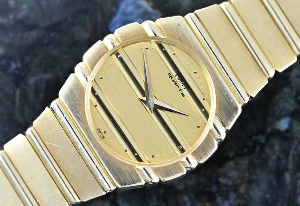 Piaget 761 C 701 sehr seltene Vintage Polo Gelbgold Quartz