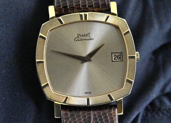 Piaget 13423 seltene Vintage TV Screen Date Automatik Gelbgold