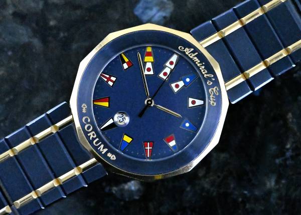 Corum 99.810.31 V-52 seltene Admiral's Cup blue Stahl & Gold Full Set 1993