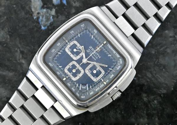 Zenith 01-0200-415 Vintage El Primero TV Screen blue dial mit orig. Box