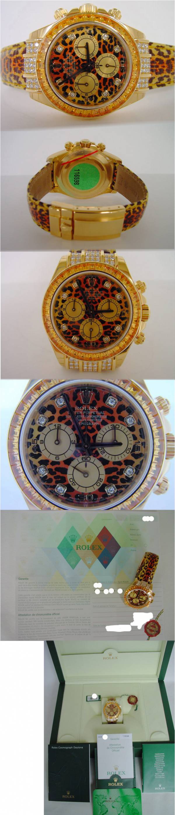 Rolex 116598 Cosmograph Daytona Leopard NOS Gelbgold Full Set