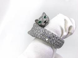 Cartier Panthère de Cartier Ring | Weißgold | ca. 7 ct Pavè | Diamanten Smaragde Onyx Abbildung 9