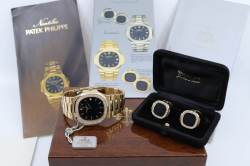Patek Philippe 3700J seltene Vintage Nautilus mit passenden Manschettenknöpfen Ref. 9038J Image 21