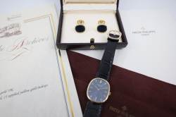 Patek Philippe ELLIPSE D'OR | Ref. 3848 | passende Manschettenknöpfe | blue Cobalt Sunburst Image 11