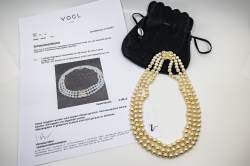 Dreireihige Perlenkette massive Schmuckschließe Gelbgold mit 23 Brillanten Abbildung 4