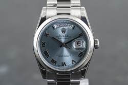 Rolex DAY-DATE Chronometer | 118206 | Platin Ice Blue | Full Set 2017 | LC100 Image 6
