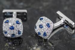 Cartier Panthère de Cartier Manschettenknöpfe | Diamanten und Saphire | 18k Weißgold Abbildung 5