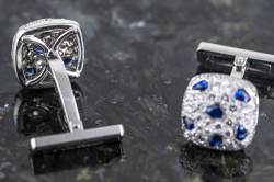 Cartier Panthère de Cartier Manschettenknöpfe | Diamanten und Saphire | 18k Weißgold Abbildung 6