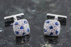 Cartier Panthère de Cartier Manschettenknöpfe | Diamanten und Saphire | 18k Weißgold Abbildung 7
