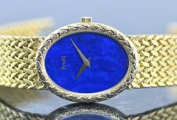 Piaget 9862 D 3 seltene Vintage Dress Watch Lapislazuli Dial Gelbgold Abbildung 3