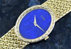 Piaget 9862 D 3 seltene Vintage Dress Watch Lapislazuli Dial Gelbgold Abbildung 4