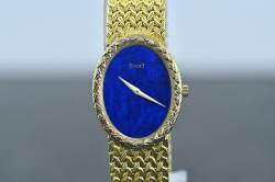 Piaget 9862 D 3 seltene Vintage Dress Watch Lapislazuli Dial Gelbgold Abbildung 7