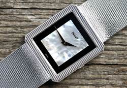Piaget 9154 seltene Vintage Protocole Perlmutt / Onyx Dial orig. Weißgold Armband Image 3