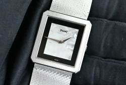 Piaget 9154 seltene Vintage Protocole Perlmutt / Onyx Dial orig. Weißgold Armband Image 6