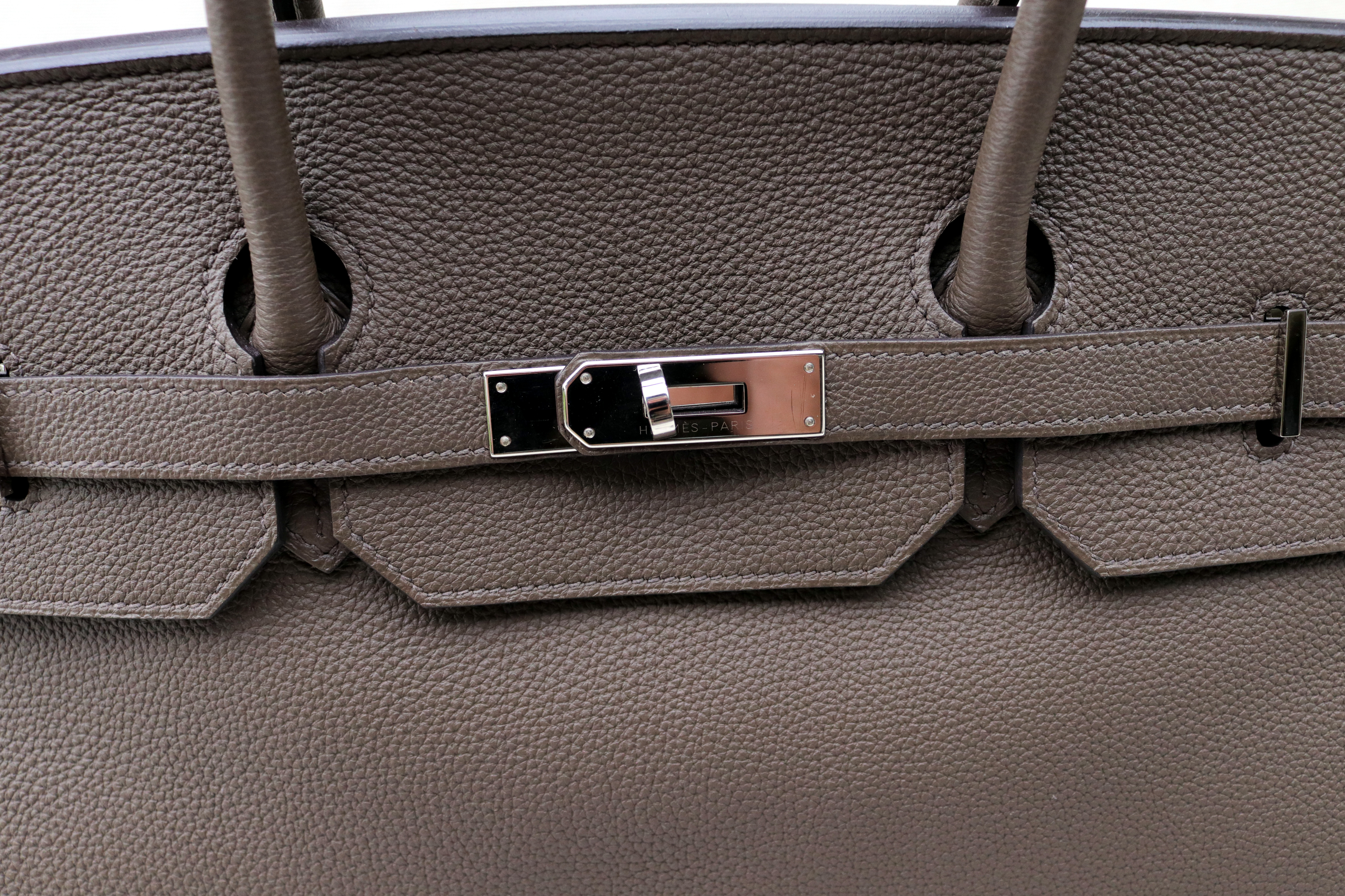 HERMÈS BIRKIN Bag 40  Etoupe Palladium Hardware Leather April 2016 u