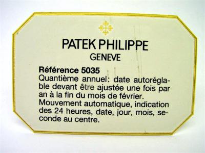 pre owned PATEK PHILIPPE Concessionaire Decorative Stands Reference 5035 Annual Calendar