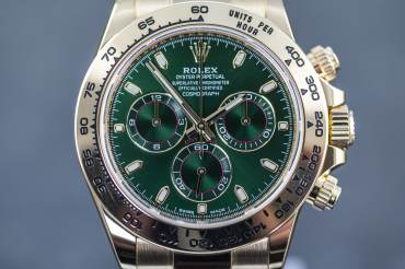 pre owned ROLEX Cosmograph Daytona John Mayer Green Dial in 18k Yellow Gold
