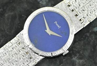 9701 A 6 rare Vintage Dress Watch Lapislazuli dial white gold