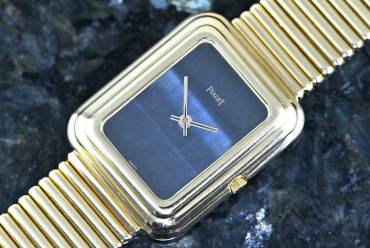 14101 C 10 rare Beta 21 Rectangle à L'Ancienne Hawk Eye Dial orig. Gold bracelet